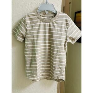 Little Bipsy Khaki Green and White Striped Tee Size 2-3T EUC